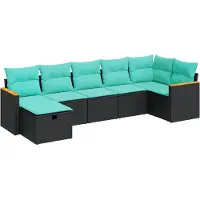 vidaXL 7-delige Loungeset met kussens poly rattan zwart
