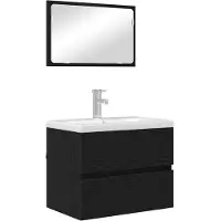 vidaXL Badkamermeubel Set met lade Wandgemonteerd 2 pcs Zwart Eiken