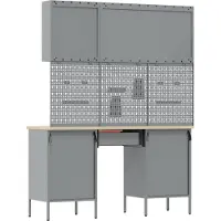 vidaXL Werkbank met laden, 8 stuks, rood, voor ingenieurs, van hout en staal