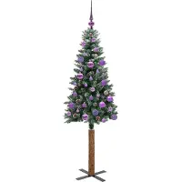 vidaXL Slanke Kerstboom Groen 150 cm PVC en massief dennenhout