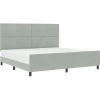 vidaXL Boxspring bed met hoofdeinde Lichtgrijs 200 x 200 cm Fluweel