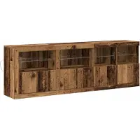 vidaXL LED Dressoir Oudhout 202 x 37 x 67 cm Bewerkt hout