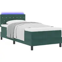 vidaXL LED Box Spring Bed Donkergroen 90 x 200 cm Fluweel