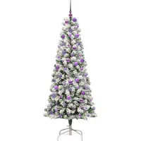 vidaXL Kunstmatige Hinged Kerstboom met 300 LED Groen en Wit 180 cm