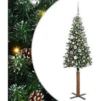 vidaXL Slanke Kerstboom Groen 150 cm PVC en massief dennenhout