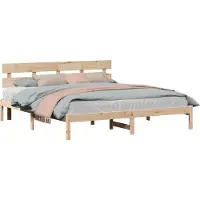 vidaXL Bedframe met hoofdeinde Bruin 180 x 200 cm Massief grenenhout