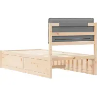 vidaXL Bedframe met Gevoerde Hoofdbord Lichtgrijs 75 x 190 cm