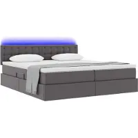 vidaXL Opbergbed met LED met hoofdeinde Grijs 180 x 200 cm Kunstleer