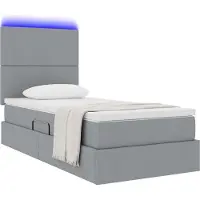 vidaXL LED opbergbed met matras Lichtgrijs 100 x 200 cm Stof