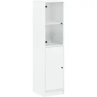 vidaXL Hoge kast met glazen deur 35x37x142 cm wit