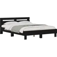 vidaXL Bedframe Zwart Eiken 160 x 200 cm Bewerkt hout