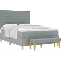vidaXL Boxspringbed met hoofdeinde, lichtgrijs, 190 x 140 cm, gestoffeerd