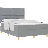 vidaXL Boxspring bed met hoofdeinde Lichtgrijs 160 x 200 cm Stof
