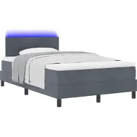 vidaXL LED Box Spring Bed Donkergrijs 120 x 190 cm Fluweel