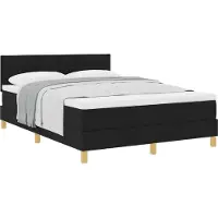 vidaXL Boxspring bed met kussen met hoofdeinde Zwart 140 x 200 cm Stof