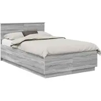 vidaXL Bedframe met hoofdeinde Grijs sonoma 120 x 190 cm Bewerkt hout