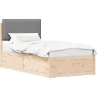 vidaXL Bedframe met Gevoerde Hoofdbord Lichtgrijs 90 x 190 cm