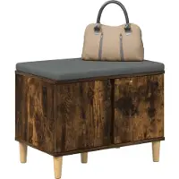 vidaXL Hallenbank met kussen met opslag Gerookte Eik 60 x 38 x 46 cm