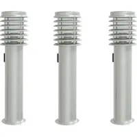 vidaXL Buitenvloerlampen 3 st stopcontact 60 cm roestvrijstaal zilver