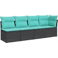 vidaXL Tuinbank 4-zits met kussens poly rattan zwart