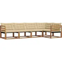 vidaXL Buiten bank set 5 st Natuurlijk en Beige