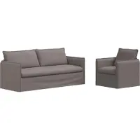 vidaXL Bankstel 2 st Taupe Stof