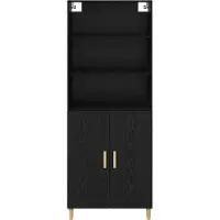 vidaXL Highboard Zwart Eiken 69,5 x 32,5 x 180 cm Bewerkt hout
