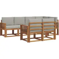 vidaXL Buiten bank set 7 st Natuurlijk en Licht Grijs