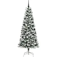 vidaXL Kunstmatige Hinged Kerstboom 300 LED's Groen en Wit 210 cm