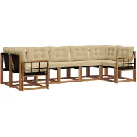 vidaXL Buiten bank set 7 st Natuurlijk en Beige