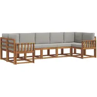 vidaXL Buiten bank set 7 st Naturel en lichtgrijs