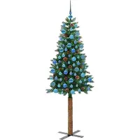 vidaXL Slanke Kerstboom Groen 180 cm PVC en massief dennenhout
