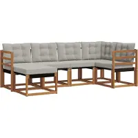 vidaXL Buiten bank set 6 st Natuurlijk en Licht Grijs