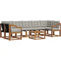 vidaXL Buiten bank set 8 st Natuurlijk en Licht Grijs