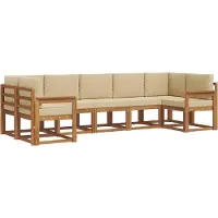 vidaXL Buiten bank set 7 st Natuurlijk en Beige