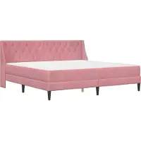 vidaXL Bedframe met matras met matras Roze 200 x 200 cm Fluweel