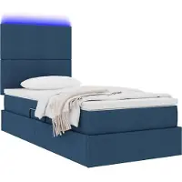 vidaXL LED opbergbed met matras Blauw 100 x 200 cm Stof