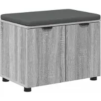 vidaXL Hallenbank met kussen met plank Grijze Sonoma 60 x 38 x 46 cm
