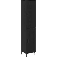 vidaXL Hoge kast, zwart, eikenlook, 34,5 x 34 x 180 cm, houtvezel