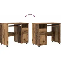 vidaXL Bureau met Wielen Oud Hout Bewerkt hout 91 x 50 x 77 cm