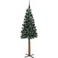 vidaXL Slanke Kerstboom Groen 180 cm PVC en massief dennenhout