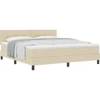 vidaXL Boxspring bed met hoofdeinde Crème 180 x 200 cm Stof