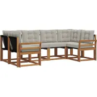 vidaXL Buiten bank set 6 st Naturel en lichtgrijs