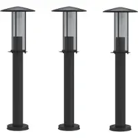 vidaXL Vloerlamp voor buiten 3 st 60 cm roestvrij staal zwart
