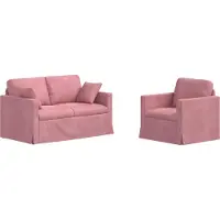 vidaXL Bankstel 2 st Roze Fluweel