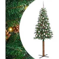 vidaXL Slanke Kerstboom Groen 180 cm PVC en massief dennenhout