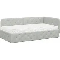 vidaXL Hoek Bed Frame Lichtgrijs 90 x 190 cm Fluweel