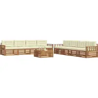 vidaXL Buiten bank set 9 st Natuurlijk en Crème