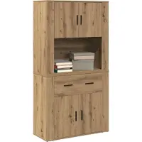 vidaXL Hoge Kast artisanaal eikenkleurig 80 x 33 x 150 cm Bewerkt hout
