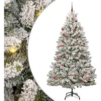vidaXL Kunstkerstboom met 300 LED Groen en Wit 210 cm PVC en Metalen